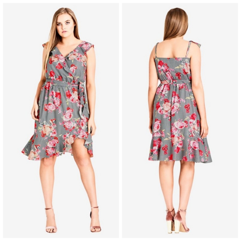 Plus 20/L Rose Picnic Print Dress